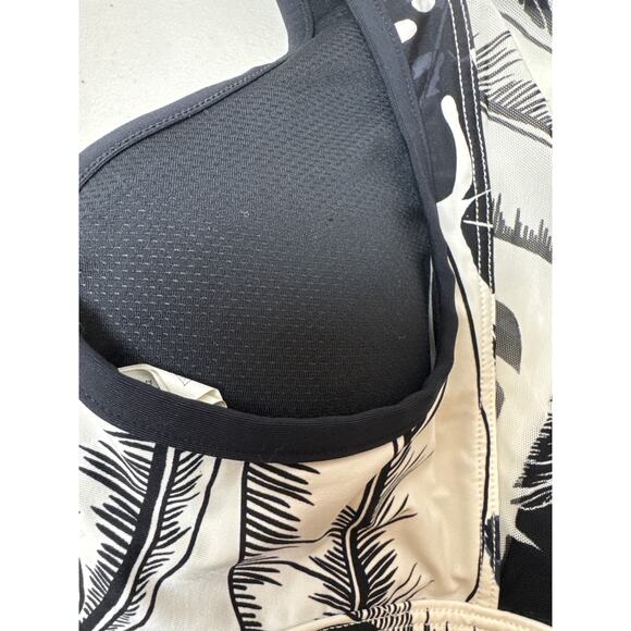 Seafolly Palm Beach Black & White High Neck Racerback Sheer Panels Swim Top S - Picture 5 of 10